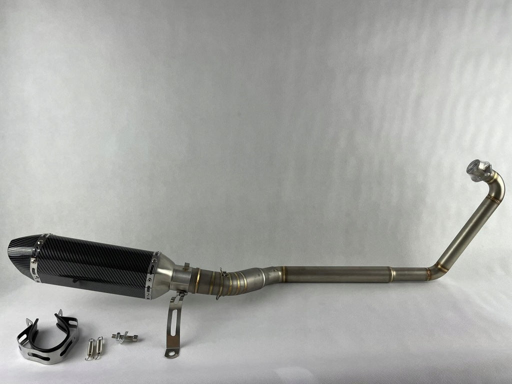 Full exhaust system for Honda CBR 125, CB125R CBR125R (2004-2016) motorcycle models. Aggresive sound, sporty design