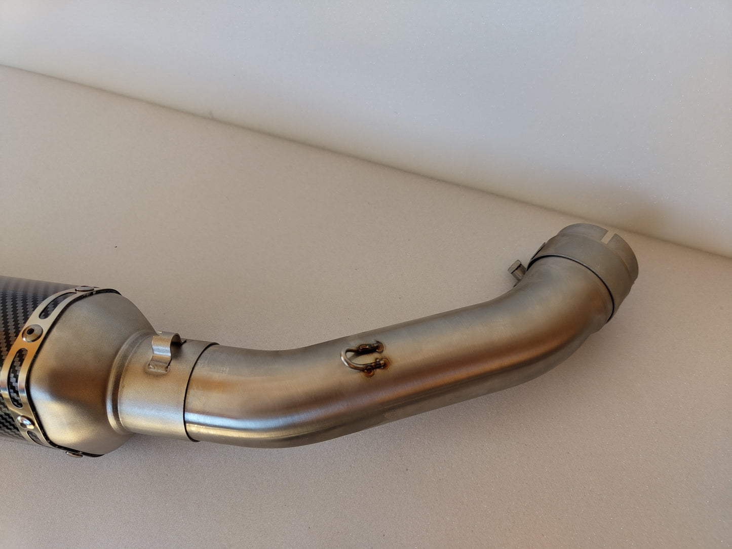 KTM Duke/RC 125,250,390 2017-2020 exhaust with linking pipe. Carbon fiber design muffler. Agressive sound, stainless steel.