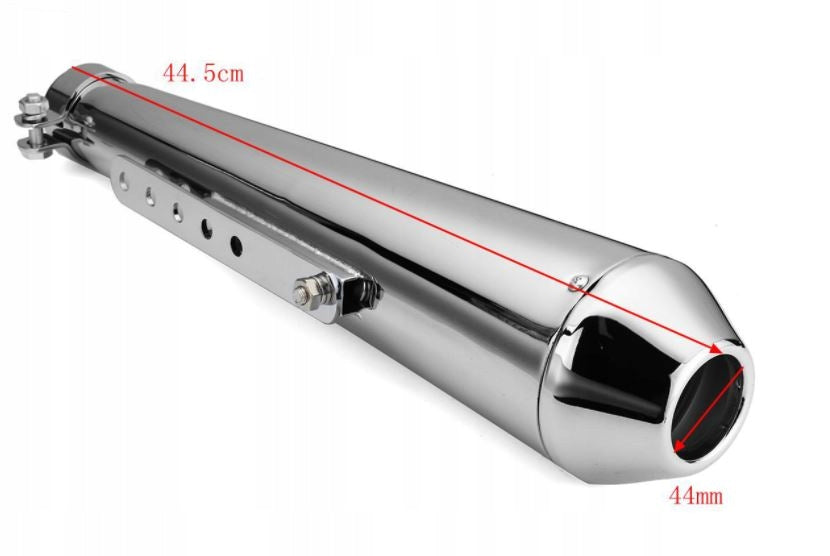 Chopper, Bobber, Scrambler, Cafe racer Custom muffler Chrome