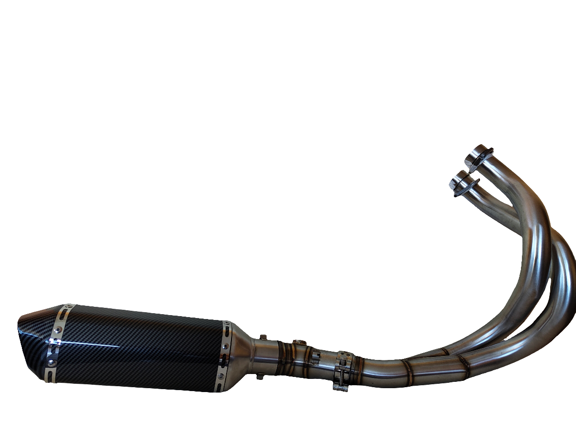 Pilna išmetimo sistema Kawasaki Z650, ER6, Versys 650 motociklams – kolektorius su duslintuvu akrapovic replika 370mm, sportiškas dizainas ir našumas