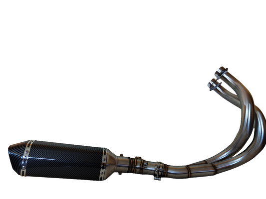 Pilna išmetimo sistema Kawasaki Z650, ER6, Versys 650 motociklams – kolektorius su duslintuvu akrapovic replika 370mm, sportiškas dizainas ir našumas