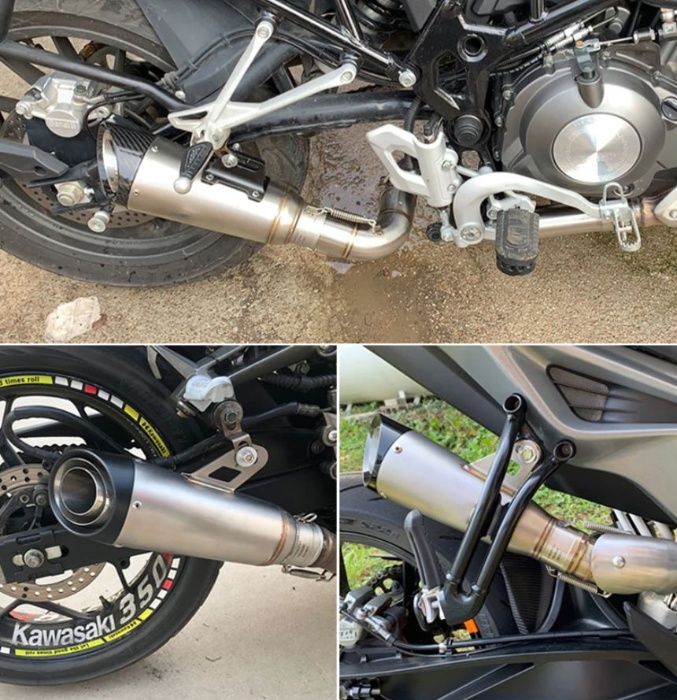 Black sport exhaust muffler, SC Project replica, designed for motorcycles with a 51mm exhaust pipe diameter.