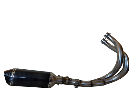 Pilna išmetimo sistema Kawasaki Z650, ER6, Versys 650 motociklams – kolektorius su duslintuvu akrapovic replika 370mm, sportiškas dizainas ir našumas